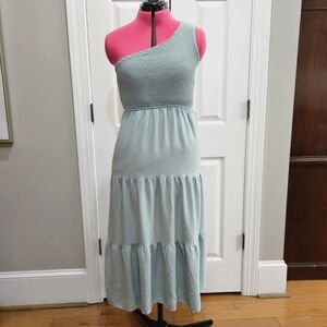 Elegant One-Shoulder Light Gray Dress